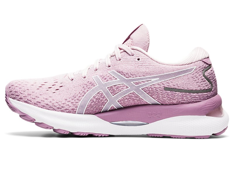 Women's Asics Gel-nimbus 24 Running Shoes Barely Rose/White Canada | CA6410-093