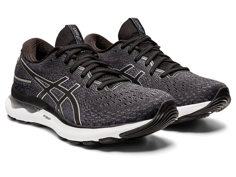 Women's Asics Gel-nimbus 24 Running Shoes Black/Pure Silver Canada | CA7011-183