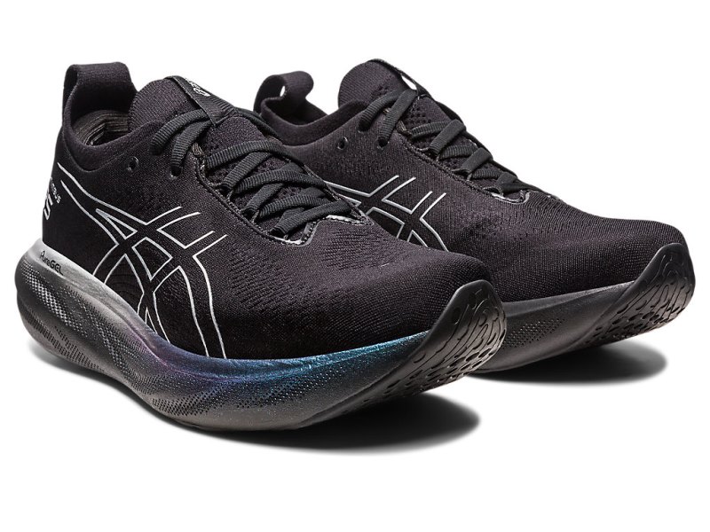 Women's Asics Gel-nimbus 25 Platinum Running Shoes Black/Pure Silver Canada | CA6826-532