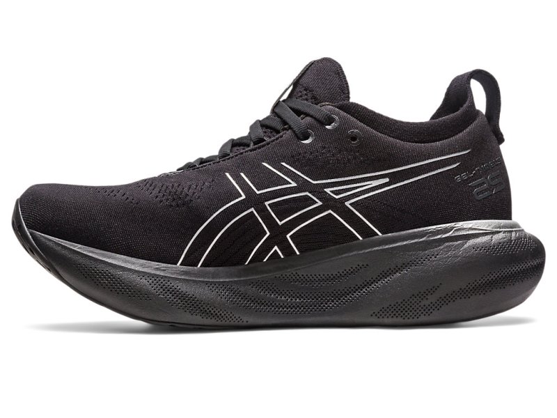 Women's Asics Gel-nimbus 25 Platinum Running Shoes Black/Pure Silver Canada | CA6826-532