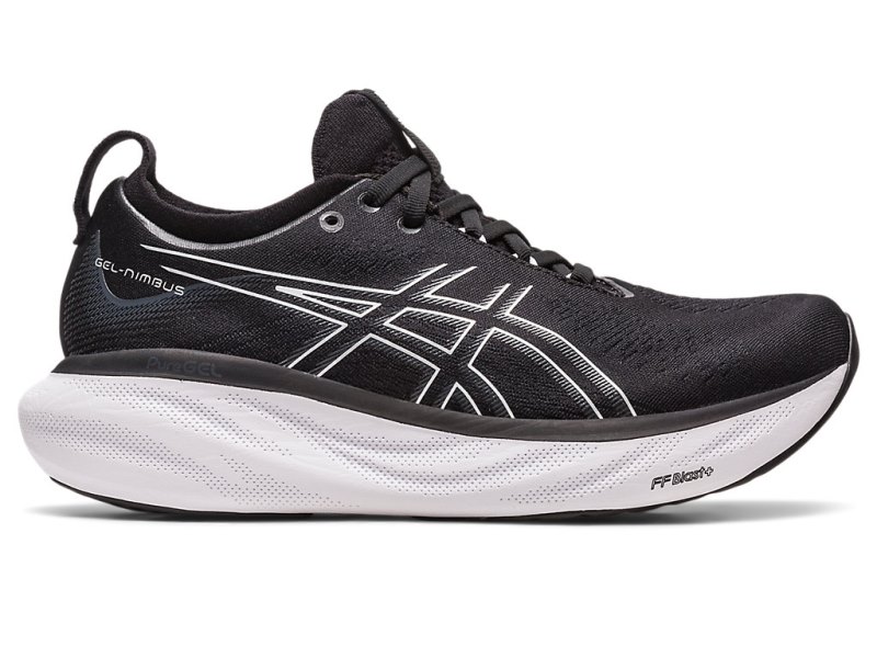 Women\'s Asics Gel-nimbus 25 Running Shoes Black/Pure Silver Canada | CA0518-572