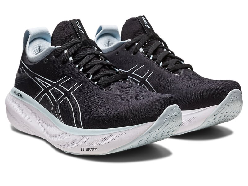 Women's Asics Gel-nimbus 25 Running Shoes Black/Reborn Blue Canada | CA3579-925