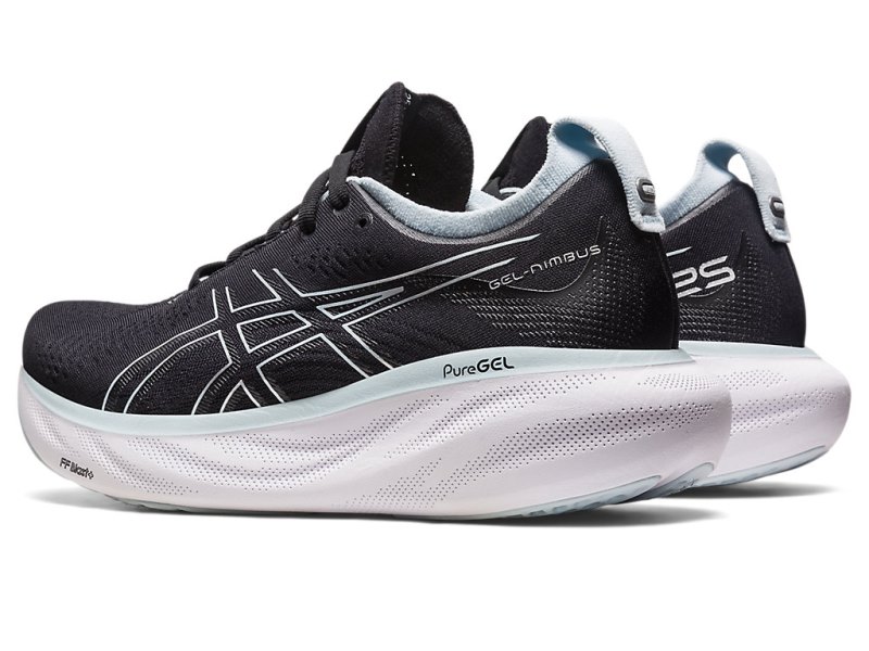 Women's Asics Gel-nimbus 25 Running Shoes Black/Reborn Blue Canada | CA3579-925