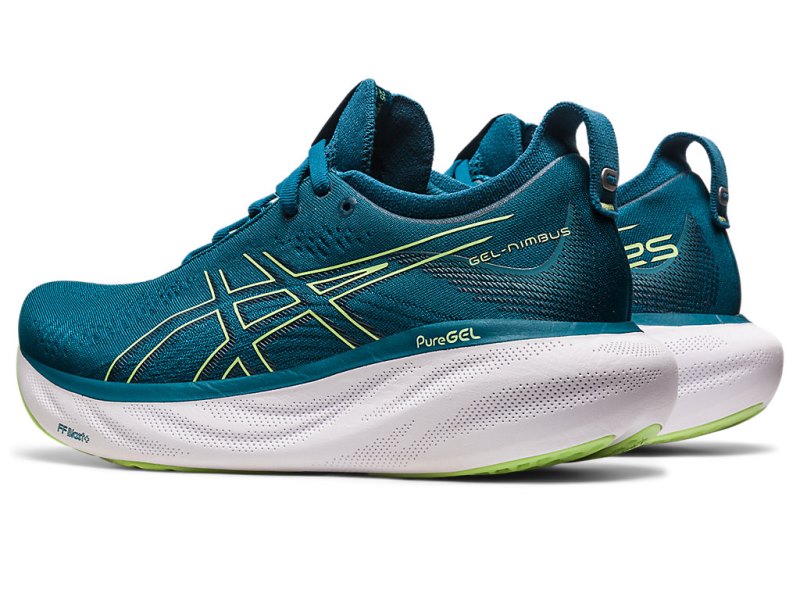 Women's Asics Gel-nimbus 25 Running Shoes Ink Teal/Lime Green Canada | CA6141-418