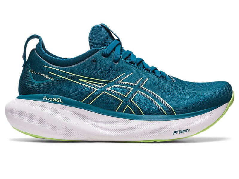 Women\'s Asics Gel-nimbus 25 Running Shoes Ink Teal/Lime Green Canada | CA6141-418