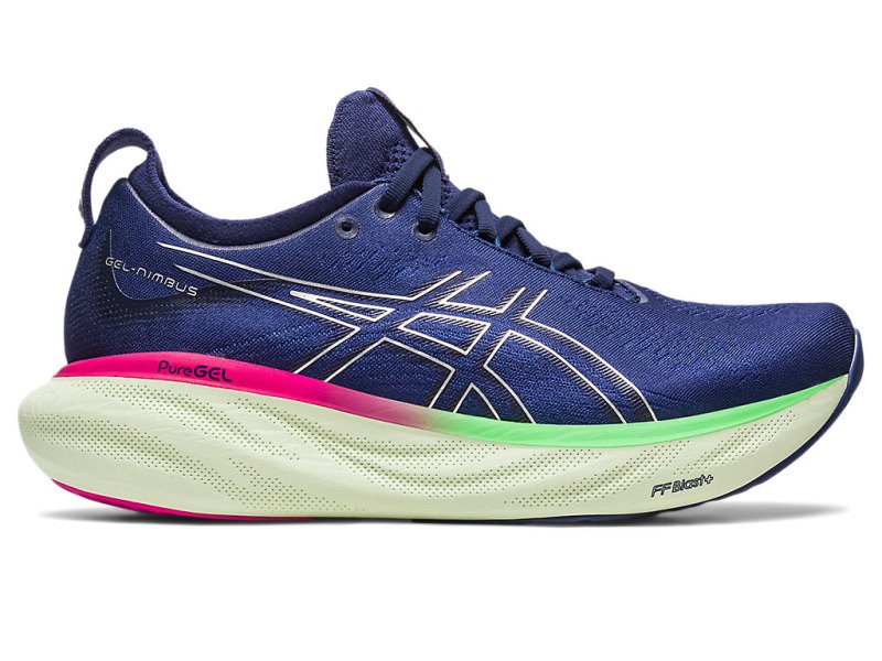 Women\'s Asics Gel-nimbus 25 Running Shoes Indigo Blue/Pure Silver Canada | CA7841-135