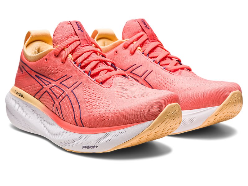 Women's Asics Gel-nimbus 25 Running Shoes Papaya/Dusty Purple Canada | CA9541-524