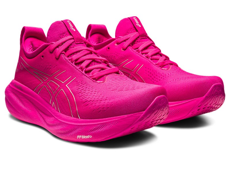 Women's Asics Gel-nimbus 25 Running Shoes Pink Rave/Pure Silver Canada | CA9669-425