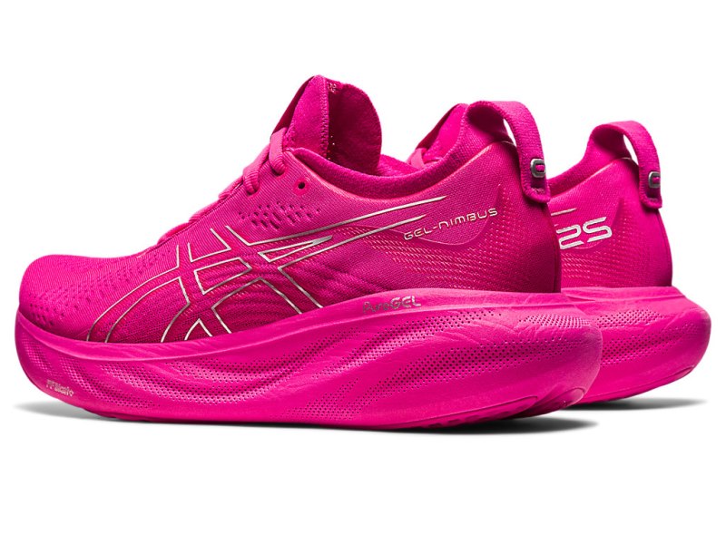 Women's Asics Gel-nimbus 25 Running Shoes Pink Rave/Pure Silver Canada | CA9669-425