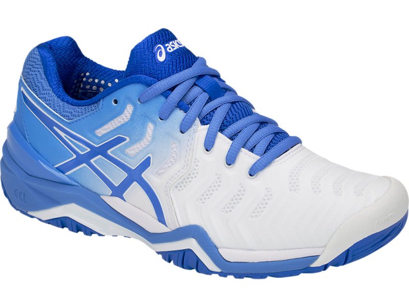 Women's Asics Gel-resolution 7 Tennis Shoes White/Blue Coast Canada | CA5759-995