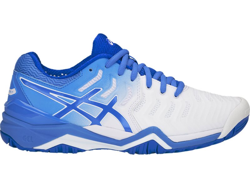 Women\'s Asics Gel-resolution 7 Tennis Shoes White/Blue Coast Canada | CA5759-995