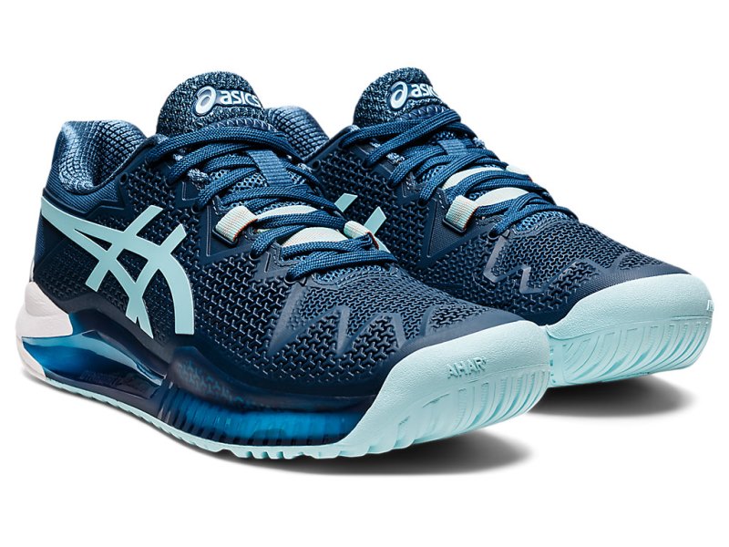 Women's Asics Gel-resolution 8 (D) Tennis Shoes Light Indigo/Clear Blue Canada | CA5031-096