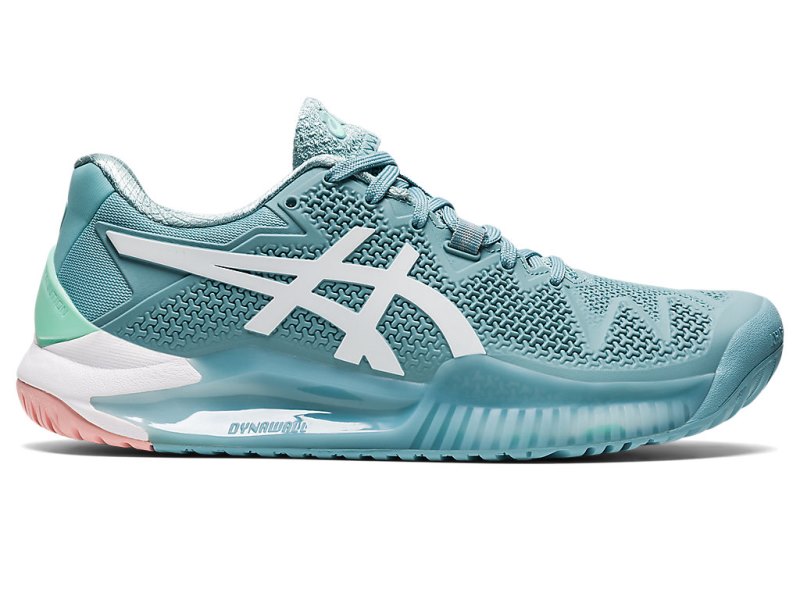 Women\'s Asics Gel-resolution 8 Tennis Shoes Smoke Blue/White Canada | CA0061-050