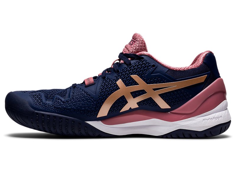 Women's Asics Gel-resolution 8 Tennis Shoes Peacoat/Rose Gold Canada | CA6720-196