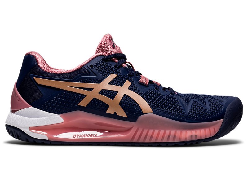 Women\'s Asics Gel-resolution 8 Tennis Shoes Peacoat/Rose Gold Canada | CA6720-196