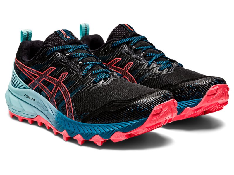 Women's Asics Gel-trabuco 9 Trail Running Shoes Black/Blazing Coral Canada | CA2170-920