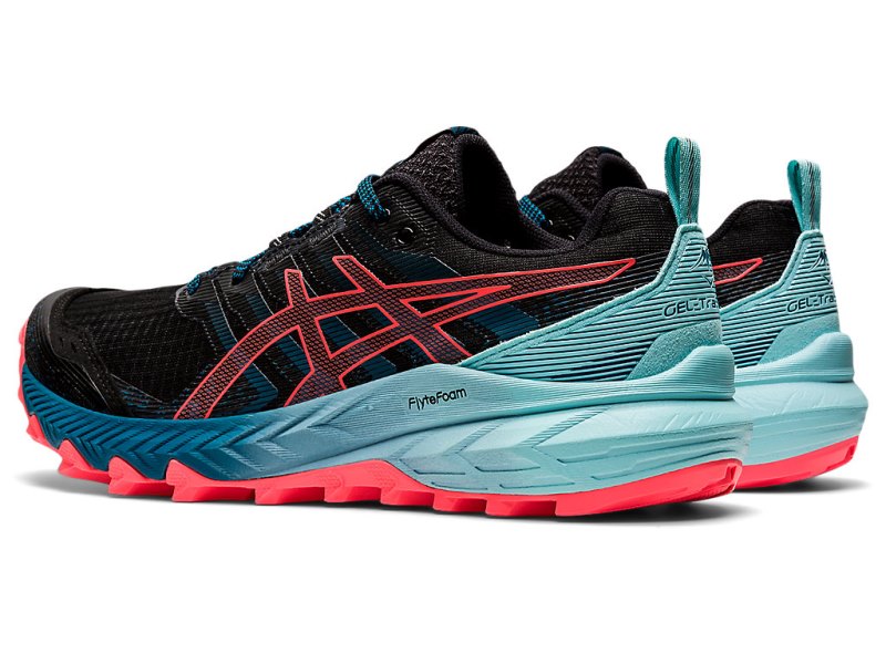 Women's Asics Gel-trabuco 9 Trail Running Shoes Black/Blazing Coral Canada | CA2170-920