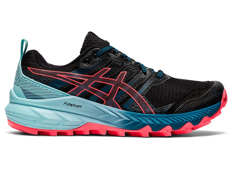 Women\'s Asics Gel-trabuco 9 Trail Running Shoes Black/Blazing Coral Canada | CA2170-920