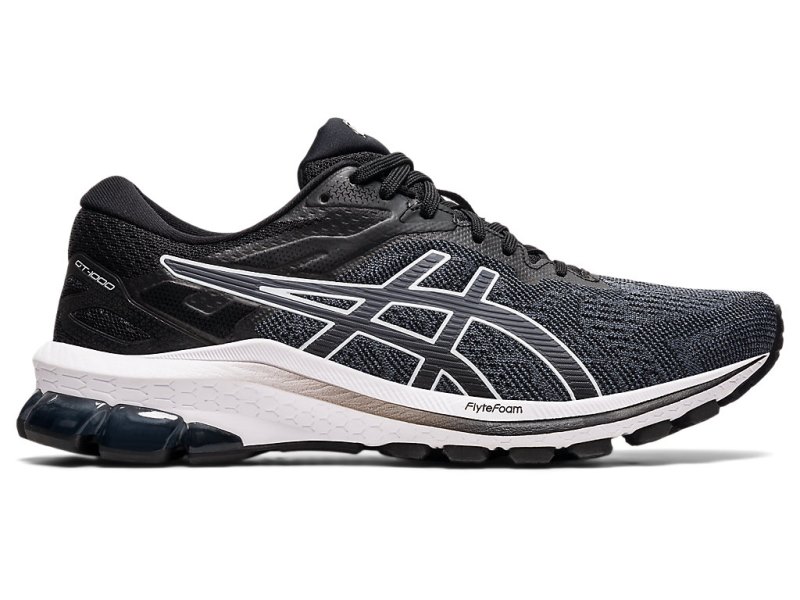 Women\'s Asics Gt-1000 10 (D) Running Shoes Black/White Canada | CA6416-388