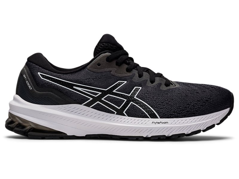 Women\'s Asics Gt-1000 11 (D) Running Shoes Black/White Canada | CA7059-535