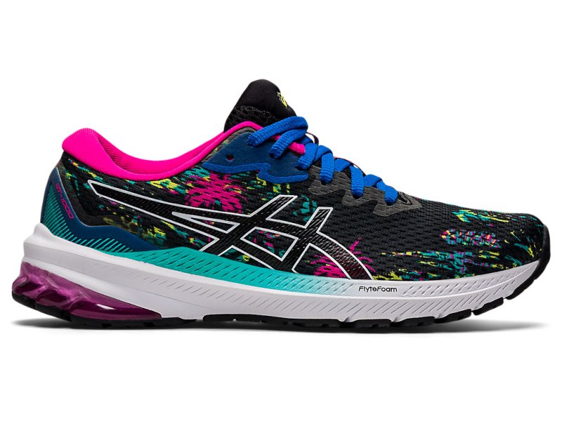 Women\'s Asics Gt-1000 11 Running Shoes Black/Pink Glo Canada | CA1537-154