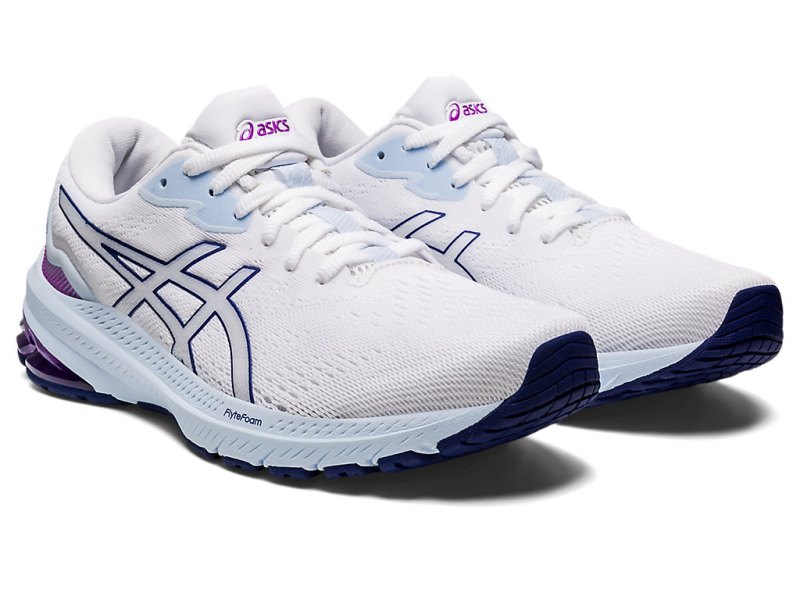 Women's Asics Gt-1000 11 Running Shoes White/Dive Blue Canada | CA0973-309