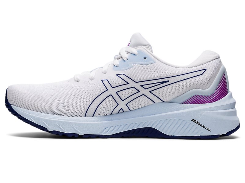 Women's Asics Gt-1000 11 Running Shoes White/Dive Blue Canada | CA0973-309