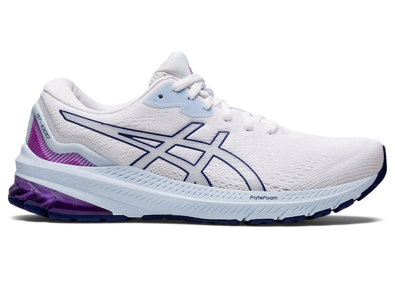 Women\'s Asics Gt-1000 11 Running Shoes White/Dive Blue Canada | CA0973-309