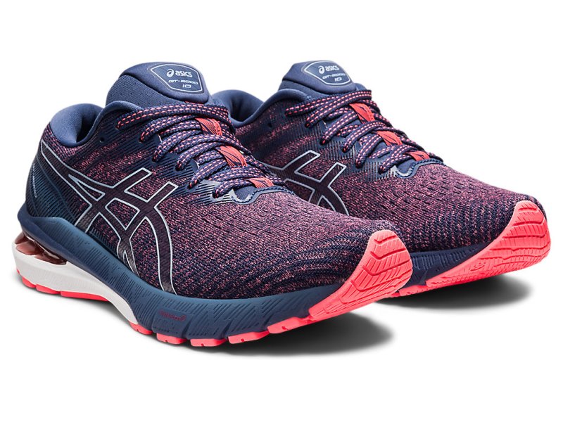 Women's Asics Gt-2000 10 Running Shoes Blazing Coral/Thunder Blue Canada | CA3907-624